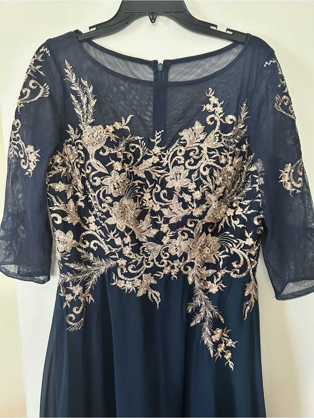 Betsy and Adam Navy Floral Embroidered A-Line Maxi Dress - Picture 5 of 11